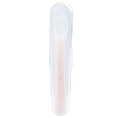 Happy Bear  Silicon Spoon with Travel Case (Pink)